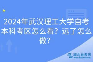 2024年武漢理工大學(xué)自考本科考區(qū)怎么看？遠(yuǎn)了怎么做？