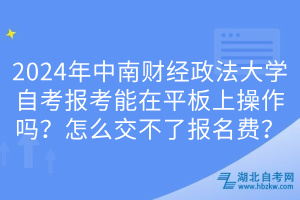 2024年中南財(cái)經(jīng)政法大學(xué)自考報(bào)考能在平板上操作嗎？怎么交不了報(bào)名費(fèi)？