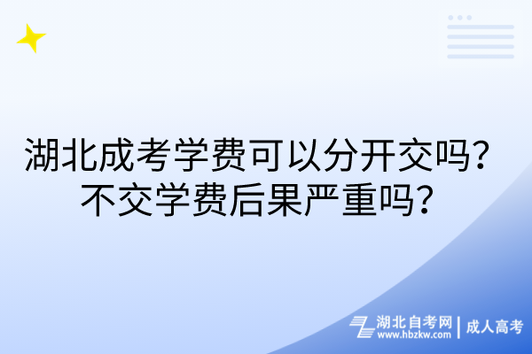 湖北成考學費可以分開交嗎?不交學費后果嚴重嗎? 湖北成考學費可以分開交嗎?不交學費后果嚴重嗎?