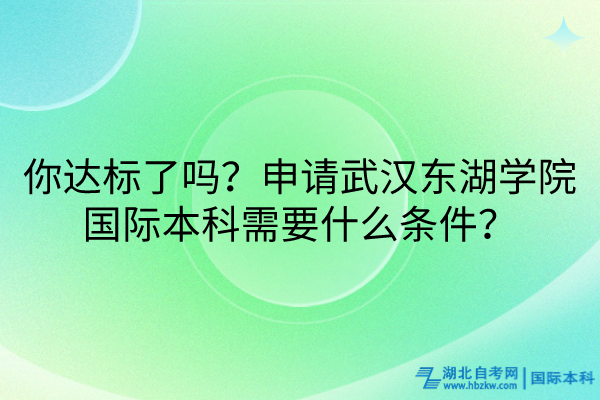你達標了嗎?申請武漢東湖學院國際本科需要什么條件? 你達標了嗎?申請武漢東湖學院國際本科需要什么條件?