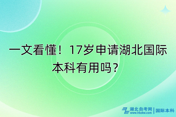 一文看懂!17歲申請湖北國際本科有用嗎? 一文看懂!17歲申請湖北國際本科有用嗎?