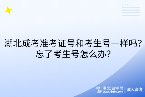 湖北成考準考證號和考生號一樣嗎?忘了考生號怎么辦? 湖北成考準考證號和考生號一樣嗎?忘了考生號怎么辦?