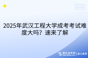 2025年武漢工程大學(xué)成考考試難度大嗎？速來了解