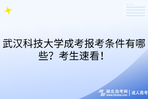 武漢科技大學(xué)成考報(bào)考條件有哪些？考生速看！