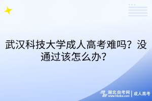 武漢科技大學成人高考難嗎？沒通過該怎么辦？