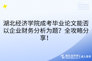 湖北經濟學院成考畢業(yè)論文能否以企業(yè)財務分析為題？全攻略分享！