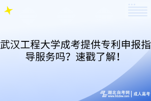 武漢工程大學(xué)成考提供專利申報(bào)指導(dǎo)服務(wù)嗎？速戳了解！