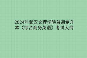 2024年武漢文理學(xué)院普通專(zhuān)升本《綜合商務(wù)英語(yǔ)》考試大綱