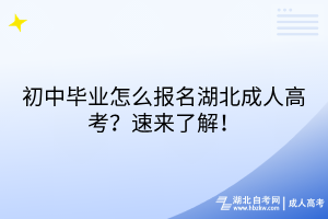 初中畢業(yè)怎么報(bào)名湖北成人高考？速來了解！