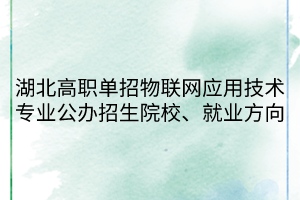 湖北高職單招物聯(lián)網(wǎng)應(yīng)用技術(shù)專(zhuān)業(yè)公辦招生院校、就業(yè)方向