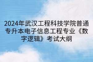 2024年武漢工程科技學院普通專升本電子信息工程專業(yè)《數字邏輯》考試大綱