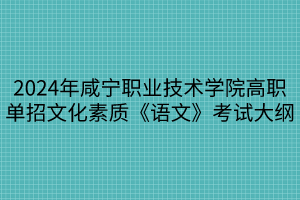 2024年咸寧職業(yè)技術學院高職單招文化素質(zhì)《語文》考試大綱