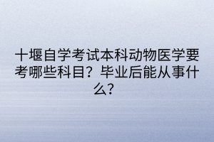十堰自學考試本科動物醫(yī)學要考哪些科目？畢業(yè)后能從事什么？