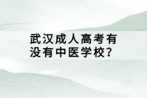 武漢成人高考有沒有中醫(yī)學校？