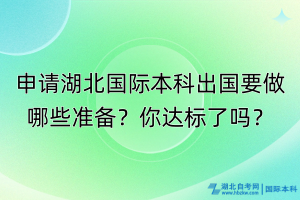 申請湖北國際本科出國要做哪些準備？你達標了嗎？