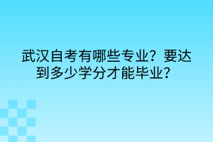 武漢自考有哪些專業(yè)？要達(dá)到多少學(xué)分才能畢業(yè)？