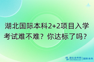湖北國際本科2+2項目入學考試難不難？你達標了嗎？