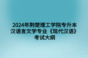 2024年荊楚理工學(xué)院專升本漢語(yǔ)言文學(xué)專業(yè)《現(xiàn)代漢語(yǔ)》考試大綱