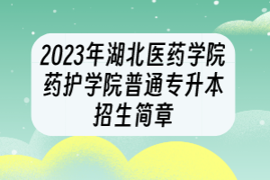 2023年湖北醫(yī)藥學(xué)院藥護學(xué)院普通專升本招生簡章