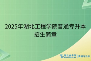 2025年湖北工程學院普通專升本招生簡章