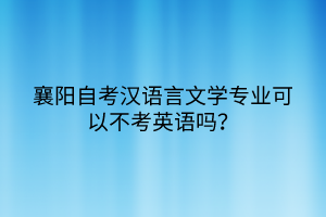 襄陽自考漢語言文學(xué)專業(yè)可以不考英語嗎？