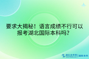 要求大揭秘！語言成績不行可以報(bào)考湖北國際本科嗎？