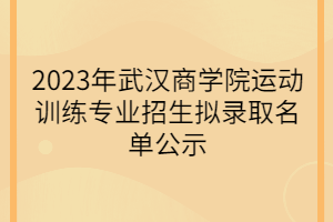 2023年武漢商學(xué)院運(yùn)動(dòng)訓(xùn)練專(zhuān)業(yè)招生擬錄取名單公示