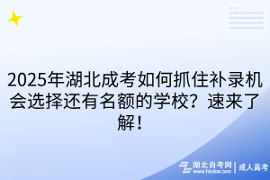 2025年湖北成考如何抓住補(bǔ)錄機(jī)會(huì)選擇還有名額的學(xué)校？速來了解！