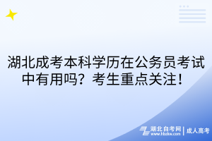湖北成考本科學歷在公務員考試中有用嗎？考生重點關注！