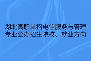 湖北高職單招電信服務(wù)與管理專業(yè)公辦招生院校、就業(yè)方向