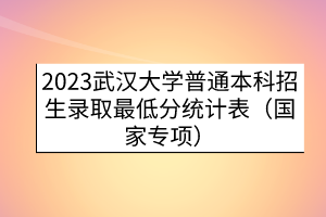2023武漢大學(xué)普通本科招生錄取最低分統(tǒng)計(jì)表（國(guó)家專項(xiàng)）