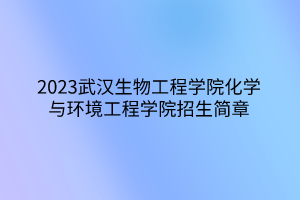 2023武漢生物工程學(xué)院化學(xué)與環(huán)境工程學(xué)院招生簡章