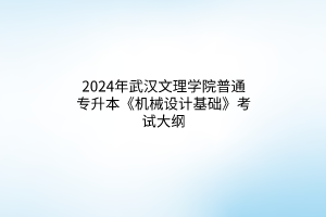 2024年武漢文理學(xué)院普通專升本《機械設(shè)計基礎(chǔ)》考試大綱