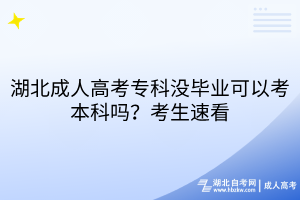 湖北成人高考專科沒(méi)畢業(yè)可以考本科嗎？考生速看