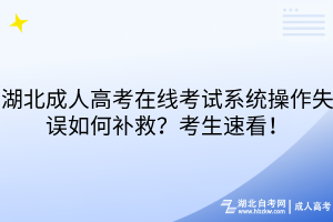 湖北成人高考在線考試系統(tǒng)操作失誤如何補(bǔ)救？考生速看！