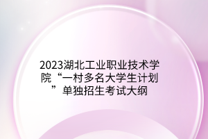 2023湖北工業(yè)職業(yè)技術(shù)學院“一村多名大學生計劃”單獨招生考試大綱