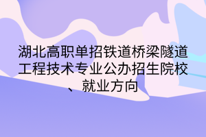 湖北高職單招鐵道橋梁隧道工程技術專業(yè)公辦招生院校、就業(yè)方向