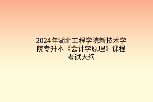2024年湖北工程學(xué)院新技術(shù)學(xué)院專升本《會計學(xué)原理》課程考試大綱