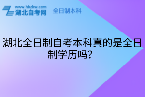 湖北全日制自考本科真的是全日制學(xué)歷嗎？