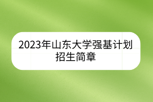 2023年山東大學強基計劃招生簡章
