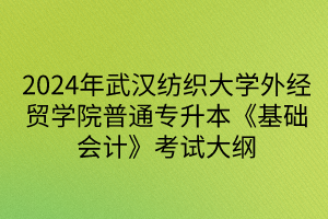 2024年武漢紡織大學(xué)外經(jīng)貿(mào)學(xué)院普通專升本《基礎(chǔ)會(huì)計(jì)》考試大綱