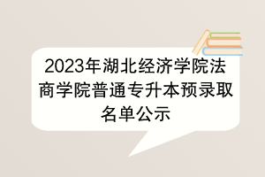 2023年湖北經(jīng)濟(jì)學(xué)院法商學(xué)院普通專升本預(yù)錄取名單公示