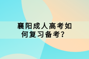 襄陽成人高考如何復習備考？