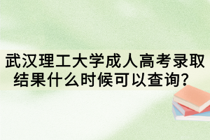 武漢理工大學(xué)成人高考錄取結(jié)果什么時候可以查詢? 武漢理工大學(xué)成人高考錄取結(jié)果什么時候可以查詢?
