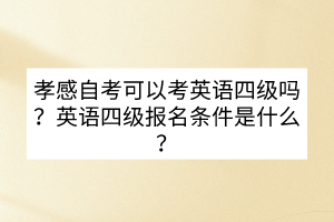 孝感自考可以考英語四級嗎？英語四級報名條件是什么？