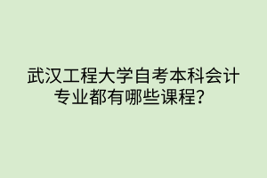武漢工程大學(xué)自考本科會計專業(yè)都有哪些課程? 武漢工程大學(xué)自考本科會計專業(yè)都有哪些課程?