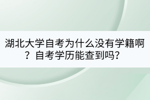 湖北大學自考為什么沒有學籍啊？自考學歷能查到嗎？
