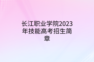 長(zhǎng)江職業(yè)學(xué)院2023年技能高考招生簡(jiǎn)章 長(zhǎng)江職業(yè)學(xué)院2023年技能高考招生簡(jiǎn)章