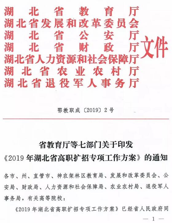 湖北高職擴招文件