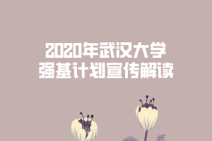 2020年武漢大學(xué)強基計劃宣傳解讀